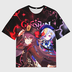 Футболка оверсайз мужская Ху Тао и Ци Ци, Genshin Impact, цвет: 3D-принт