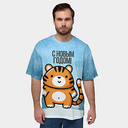 Футболка оверсайз мужская Тигренок с Новым годом!, цвет: 3D-принт — фото 2