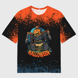 Мужская футболка оверсайз Пугало из тыквы