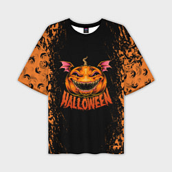 Мужская футболка оверсайз Веселая тыква на хеллоуин