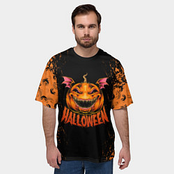Футболка оверсайз мужская Веселая тыква на хеллоуин, цвет: 3D-принт — фото 2