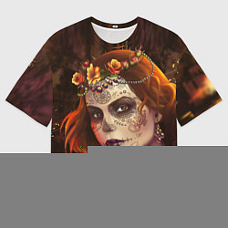 Футболка оверсайз мужская Рыжая Ведьма с розами, цвет: 3D-принт