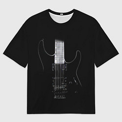 Футболка оверсайз мужская ЧЕРНАЯ ЭЛЕКТРОГИТАРА, цвет: 3D-принт