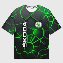 Мужская футболка оверсайз 3D плиты с подсветкой Шкода