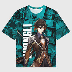 Мужская футболка оверсайз Чжун Ли , Genshin Impact