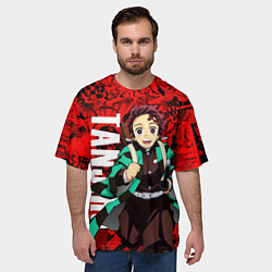 Футболка оверсайз мужская Танджиро Камадо ,Клинок, рассекающий демонов, цвет: 3D-принт — фото 2