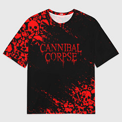 Футболка оверсайз мужская CANNIBAL CORPSE КРАСНЫЕ ЧЕРЕПА, цвет: 3D-принт