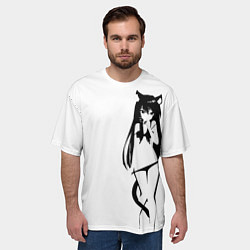 Футболка оверсайз мужская Чб Неко в лифчике, цвет: 3D-принт — фото 2