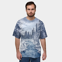 Футболка оверсайз мужская СНЕЖНЫЙ ПЕЙЗАЖ, цвет: 3D-принт — фото 2