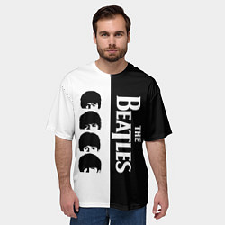 Футболка оверсайз мужская The Beatles черно - белый партер, цвет: 3D-принт — фото 2