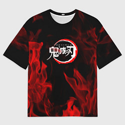 Футболка оверсайз мужская Клинок рассекающий демонов пламя, цвет: 3D-принт