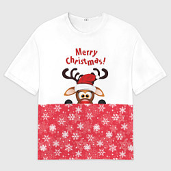 Футболка оверсайз мужская Оленёнок Merry Christmas, цвет: 3D-принт