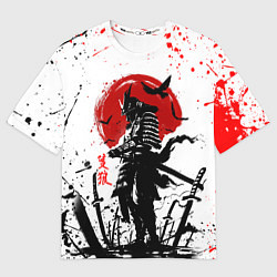 Мужская футболка оверсайз GHOST OF TSUSHIMA ПРИЗРАК ЦУСИМЫ КРАСНОЕ СОЛНЦЕ