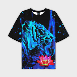 Мужская футболка оверсайз Синий водяной тигр