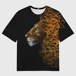 Футболка оверсайз мужская ПЛАМЕННЫЙ ЛЕВ, цвет: 3D-принт