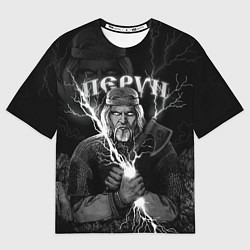 Футболка оверсайз мужская Перун Славянский бог, цвет: 3D-принт