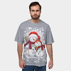 Футболка оверсайз мужская Два снеговика, цвет: 3D-принт — фото 2