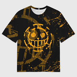 Футболка оверсайз мужская ВАН ПИС ПИРАТЫ ЖЁЛТЫЙ ЛОГО, цвет: 3D-принт