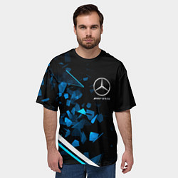 Футболка оверсайз мужская Mercedes AMG Осколки стекла, цвет: 3D-принт — фото 2