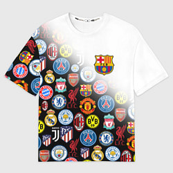Футболка оверсайз мужская FC BARCELONA LOGOBOMBING, цвет: 3D-принт