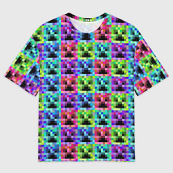 Футболка оверсайз мужская МАЙНКРАФТ MINECRAFT ЦВЕТНЫЕ КРИПЕРЫ, цвет: 3D-принт