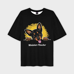 Футболка оверсайз мужская Пинчер Miniature Pinscher, цвет: 3D-принт