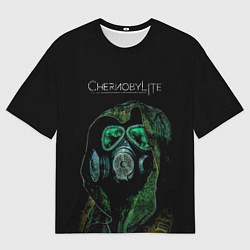 Мужская футболка оверсайз CHERNOBYLlite на чёрном фоне
