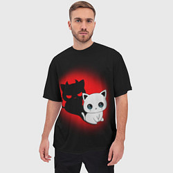 Футболка оверсайз мужская КОТИК ДЬЯВОЛ KITTY DEVIL, цвет: 3D-принт — фото 2
