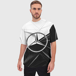 Футболка оверсайз мужская MERCEDES-BENZ МЕРСЕДЕС-БЕНЗ BLACK AND WHITE, цвет: 3D-принт — фото 2