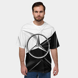 Футболка оверсайз мужская MERCEDES-BENZ МЕРСЕДЕС-БЕНЗ BLACK AND WHITE, цвет: 3D-принт — фото 2