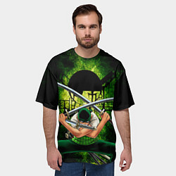 Футболка оверсайз мужская Зоро Ророноа с катанами Ван пис, цвет: 3D-принт — фото 2