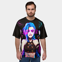 Футболка оверсайз мужская Джинкс стреляет вверх Лига легенд Аркейн, цвет: 3D-принт — фото 2