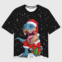 Мужская футболка оверсайз Новогодний Динозавр
