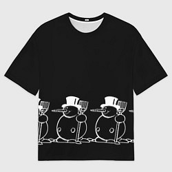 Футболка оверсайз мужская Снеговик на черном фоне, цвет: 3D-принт