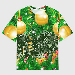 Футболка оверсайз мужская Новогоднее Настроение Елка, цвет: 3D-принт