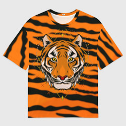 Мужская футболка оверсайз Тигр настоящий хищник