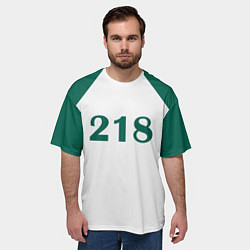 Футболка оверсайз мужская Как в Игре в Кальмара Футболка игрока 218 Чо Сан-в, цвет: 3D-принт — фото 2