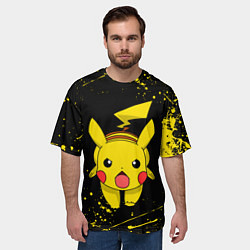 Футболка оверсайз мужская ПИКАЧУ БРЫЗГИ КРАСОК, цвет: 3D-принт — фото 2