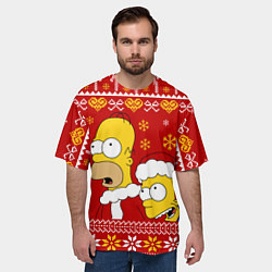 Футболка оверсайз мужская Новогодний Гомер и Барт Симпсоны, цвет: 3D-принт — фото 2