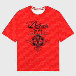 Футболка оверсайз мужская MU Red Devils coral theme, цвет: 3D-принт