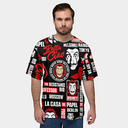 Футболка оверсайз мужская БУМАЖНЫЙ ДОМ ЛОГОБОМБИНГ LA CASA DE PAPEL, цвет: 3D-принт — фото 2