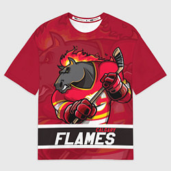 Футболка оверсайз мужская Калгари Флэймз, Calgary Flames, цвет: 3D-принт