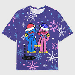 Мужская футболка оверсайз New Year Huggy WuggyKissy Missy