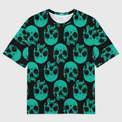 Мужская футболка оверсайз Узор из зелёных черепков