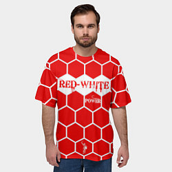 Футболка оверсайз мужская Красно-Белая Сила, цвет: 3D-принт — фото 2