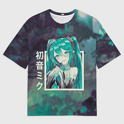 Футболка оверсайз мужская Мику Хацунэ в квадрате , вокалоид, цвет: 3D-принт