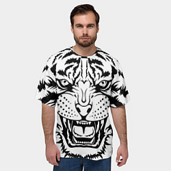 Футболка оверсайз мужская БЕЛЫЙ ТИГР СИЛУЭТ, СИМВОЛ 2022 ГОДА, цвет: 3D-принт — фото 2