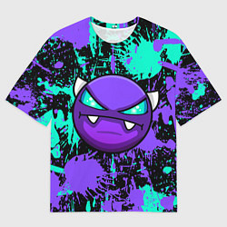 Футболка оверсайз мужская GEOMETRY DASH NEON DEMON LEVELS, НЕОНОВЫЕ БРЫЗГИ К, цвет: 3D-принт