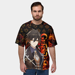 Футболка оверсайз мужская ЧЖУН ЛИ ГЕНШИН ИМПАКТ, GENSHIN IMPACT, цвет: 3D-принт — фото 2
