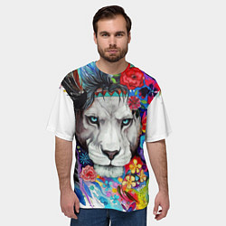 Футболка оверсайз мужская Лев - сильный взгляд, цвет: 3D-принт — фото 2